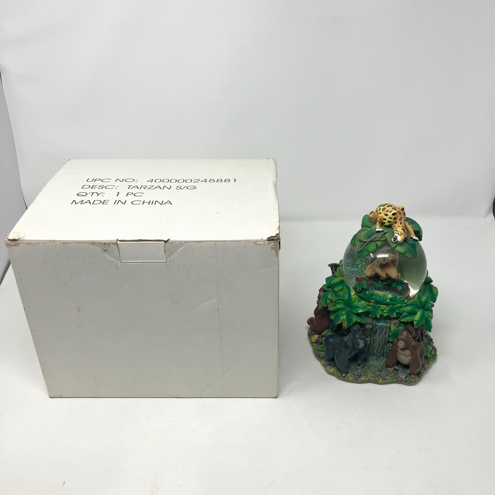 Vintage Disney Snow Globe Tarzan & Jane "Two Worlds" Music Box Working